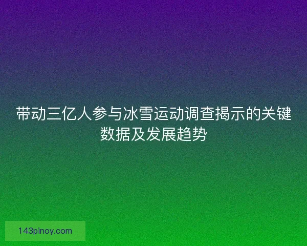 带动三亿人参与冰雪运动调查揭示的关键数据及发展趋势